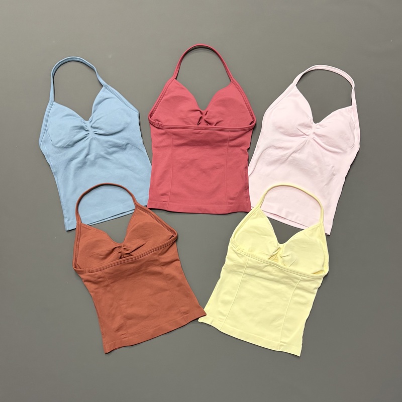 Tank Top Breathable - 짐 여성용 스포츠 탱크탑 심리스 홀터