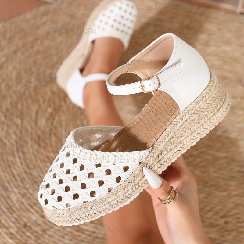Espadrille Sandal Women - 보헤미안 여성용 속이 비치는 엑스파드리유 웨지