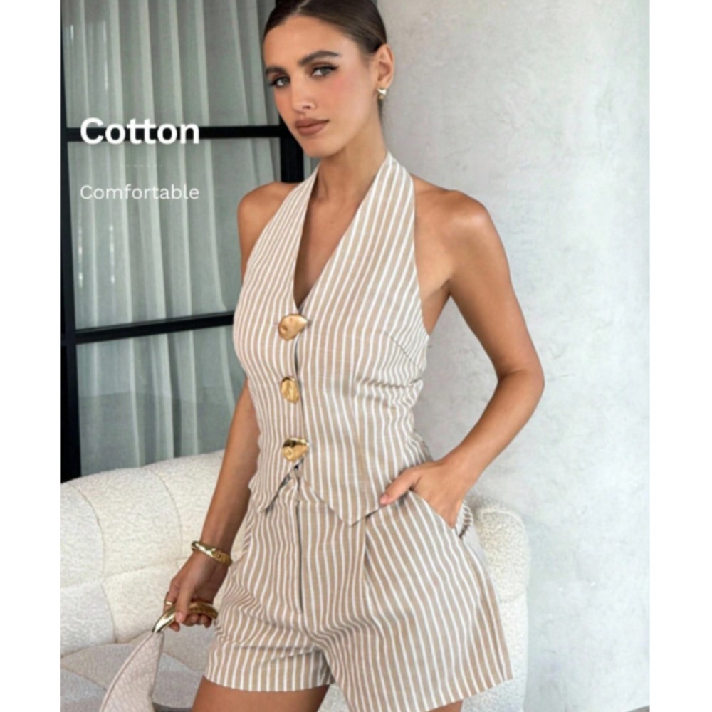 Zara Summer Clothing For Women - 섹시한 백리스 홀터 베스트 여성 반바지