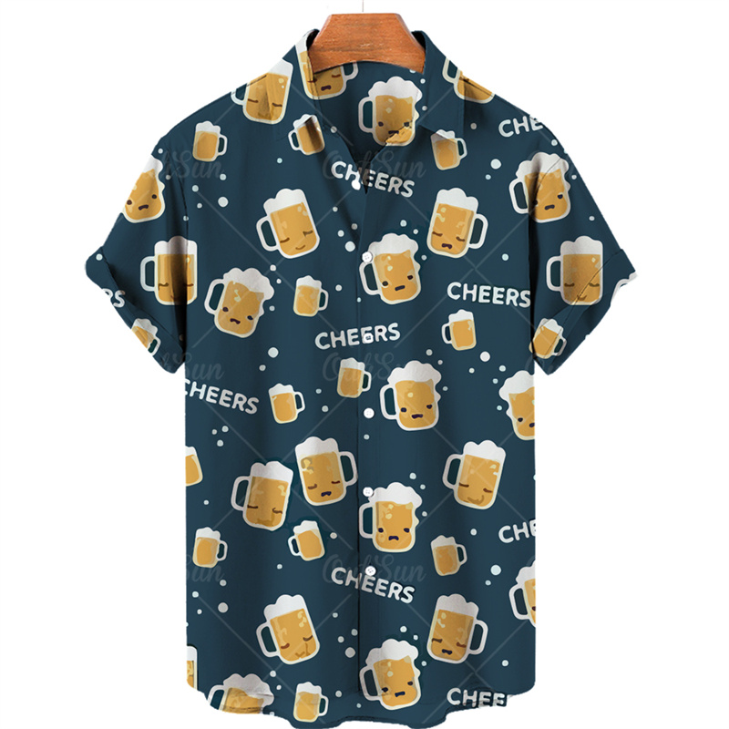 Summer Clothing Recommendations - 남성용 하와이안 캐주얼 꽃무늬 셔츠, 맥주