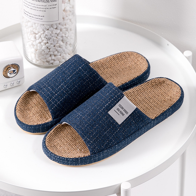 Summer Cloth - 남성용 통기성 린넨 슬리퍼, 사계절 실내용