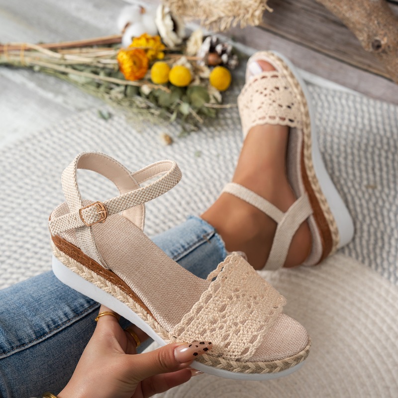 Espadrille Sandal Women - 여성 레이스 웨지 샌들 에스파드리유 플랫폼
