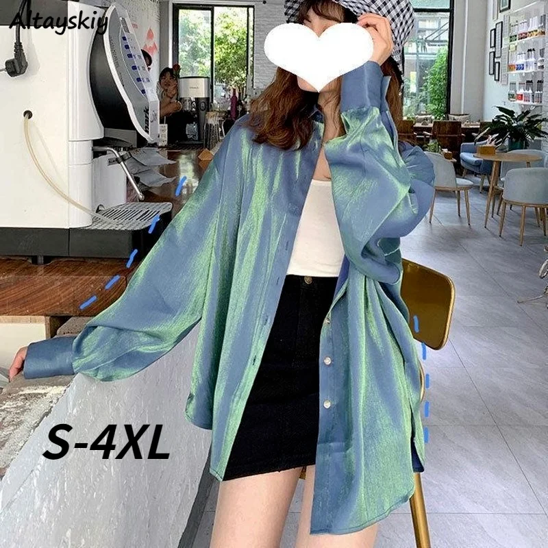 Summer Clothing Holiday - 여성용 루즈한 자외선 차단 셔츠, 한국
