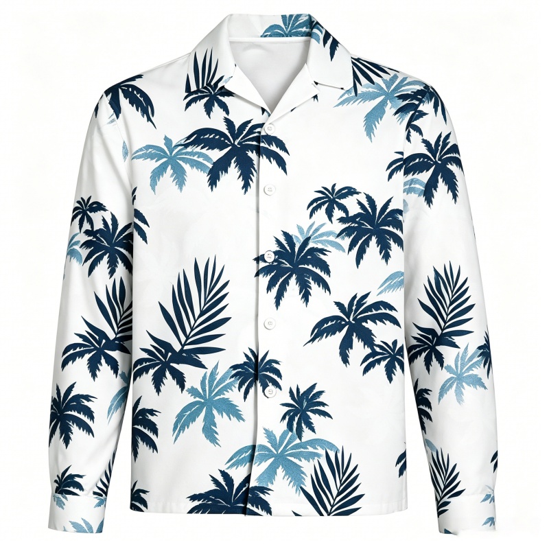Beach Shirt Hawaiian - 남성용 비치 휴가복 긴팔 하와이안 탑