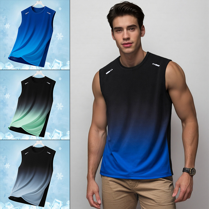 Tank Top Breathable - 남성 그라데이션 스포츠 조끼 경량 민소매