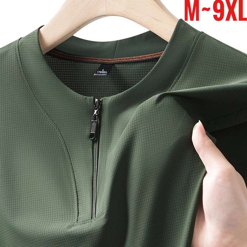Summer Clothing Guys - 빅사이즈 9XL 남성 아이스 실크 헨리넥