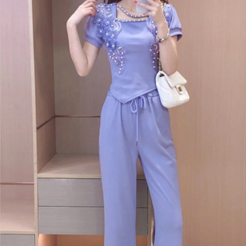 Summer Clothing Trends 2025 Women'S - 와이드 레그 여성 바지 퍼플 여성