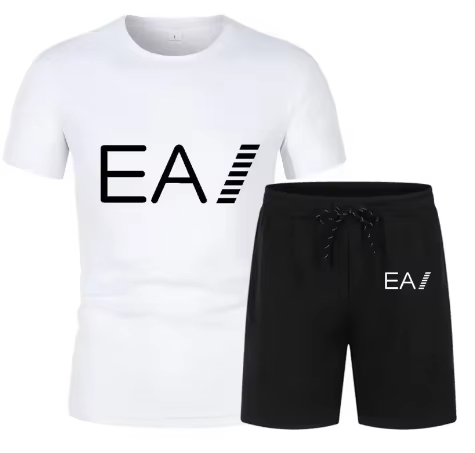 Summer Clothing Guys - 남성 트렌드 프린트 통기성 2피스 세트,