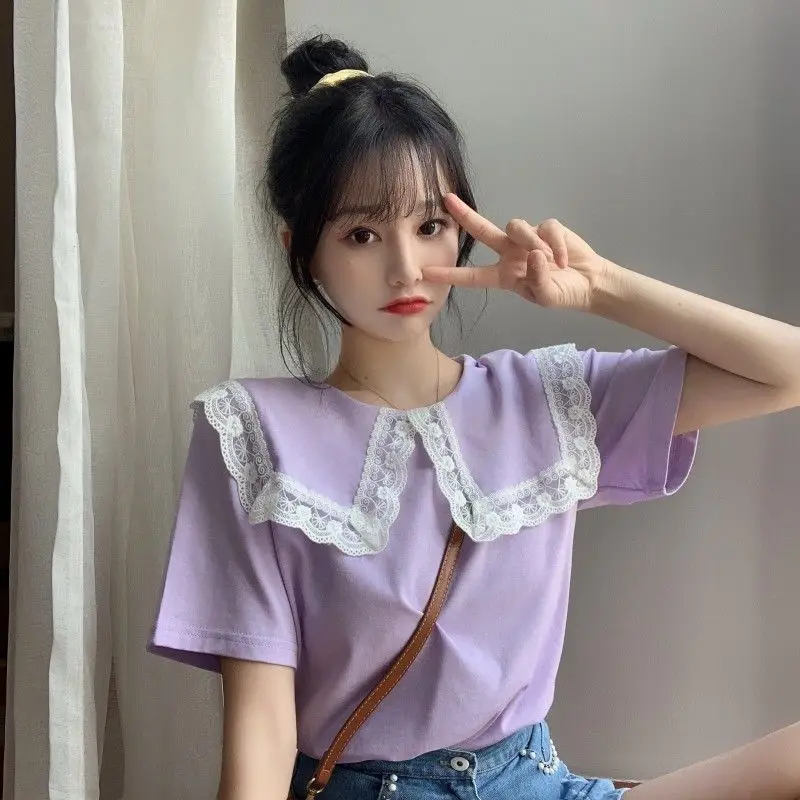 Summer Clothing Trends 2025 Women'S - 여성용 귀여운 탑 칼라 카와이 여성