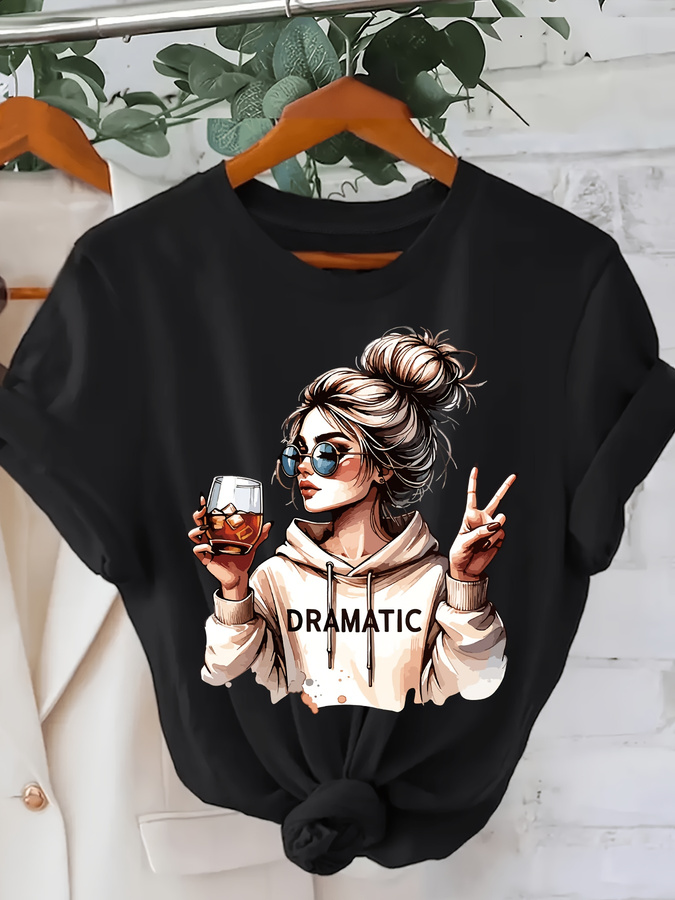 Summer Clothing Trends 2025 Women'S - DRAMATIC 1pc 여성 패션 프린트 라운드