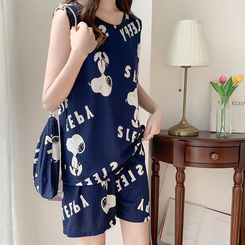 카툰 스누피 여름 파자마 반바지 세트 귀여운 애니메이션 - Summer Away Clothing 리뷰 및 가격