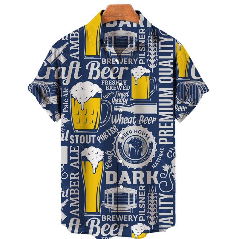 남성용 하와이안 캐주얼 꽃무늬 셔츠, 맥주 3D 프린팅 - Summer Clothing Recommendations 리뷰 및 가격