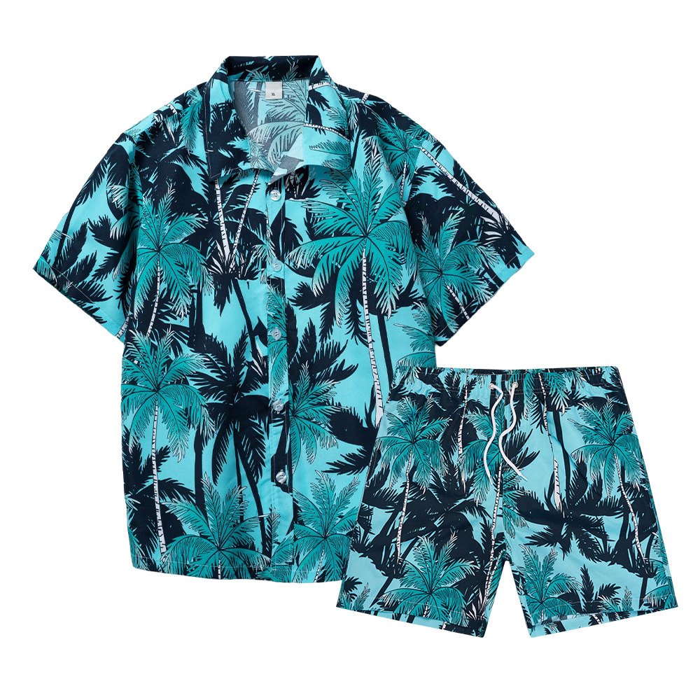 하와이안 코코넛 나무 3D 프린트 남성 셔츠 세트 패션 - Beach Shirt Hawaiian 리뷰 및 가격