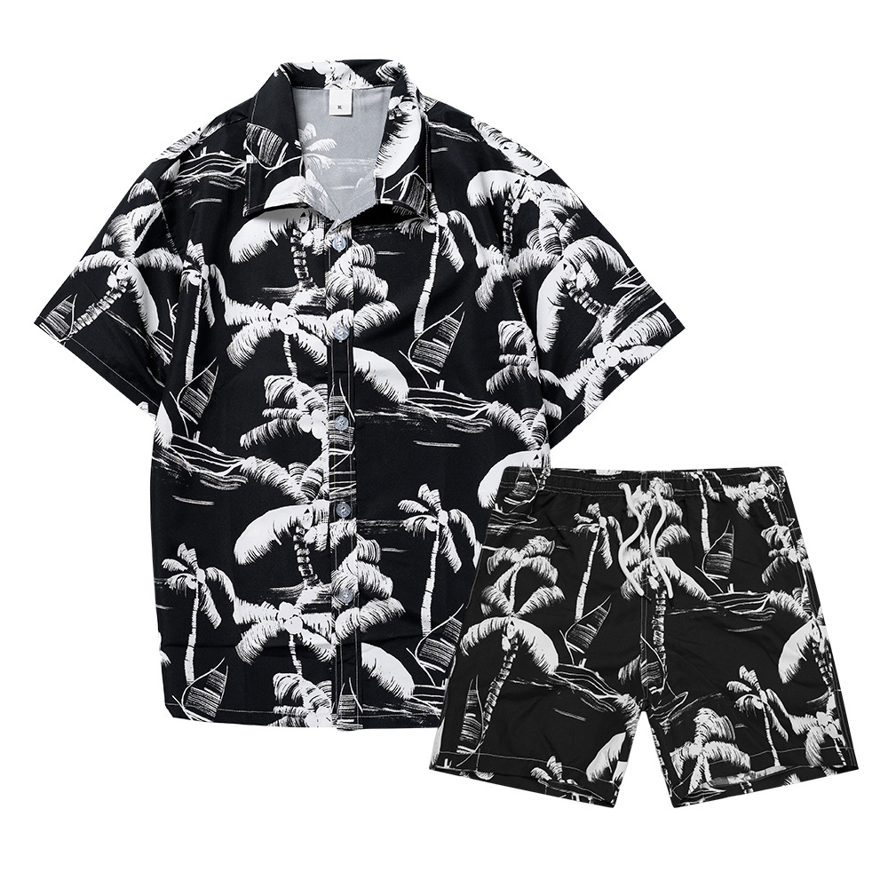 하와이안 코코넛 나무 3D 프린트 남성 셔츠 세트 패션 - Beach Shirt Hawaiian 리뷰 및 가격