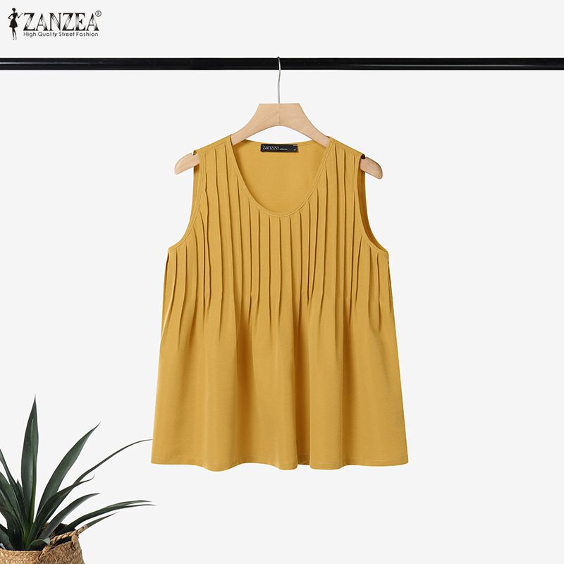 ZANZEA 플러스 사이즈 5XL 여성 핀턱 탱크 탑  - Summer Clothing Holiday 리뷰 및 가격