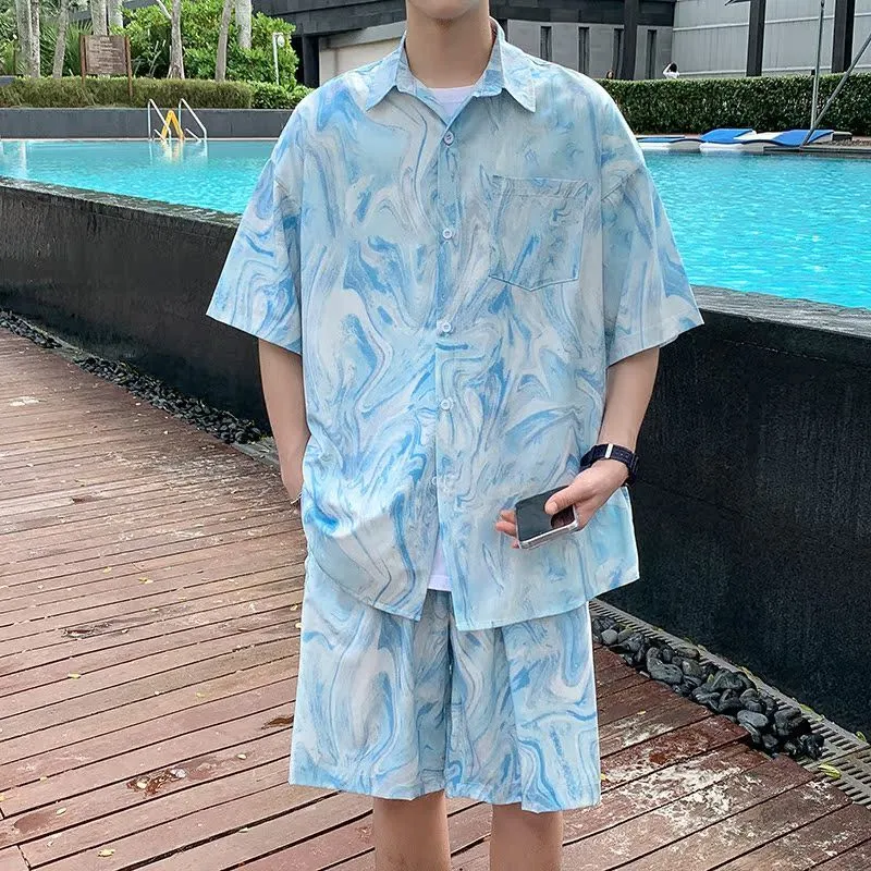 남성 하와이안 비치 타이다이 셔츠 세트 여름 반팔 셔츠 - Beach Shirt Hawaiian 리뷰 및 가격