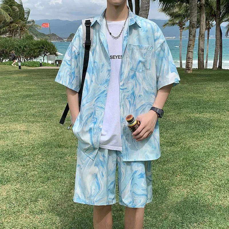 남성 하와이안 비치 타이다이 셔츠 세트 여름 반팔 셔츠 - Beach Shirt Hawaiian 리뷰 및 가격