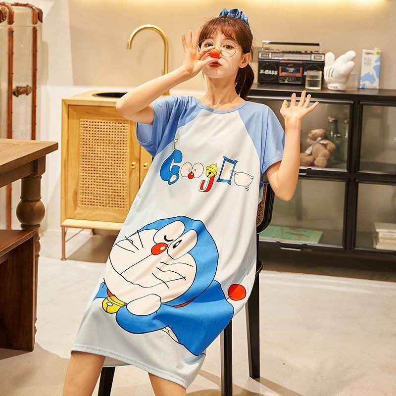 도라에몽 여성용 귀여운 잠옷 여름 얇은 버전 학생 반팔 - Summer Away Clothing 리뷰 및 가격