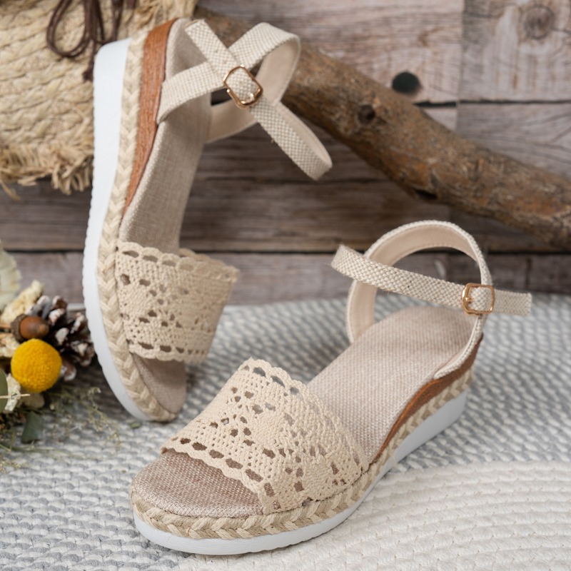 여성 레이스 웨지 샌들 에스파드리유 플랫폼 피프토 앵클 - Espadrille Sandal Women 리뷰 및 가격