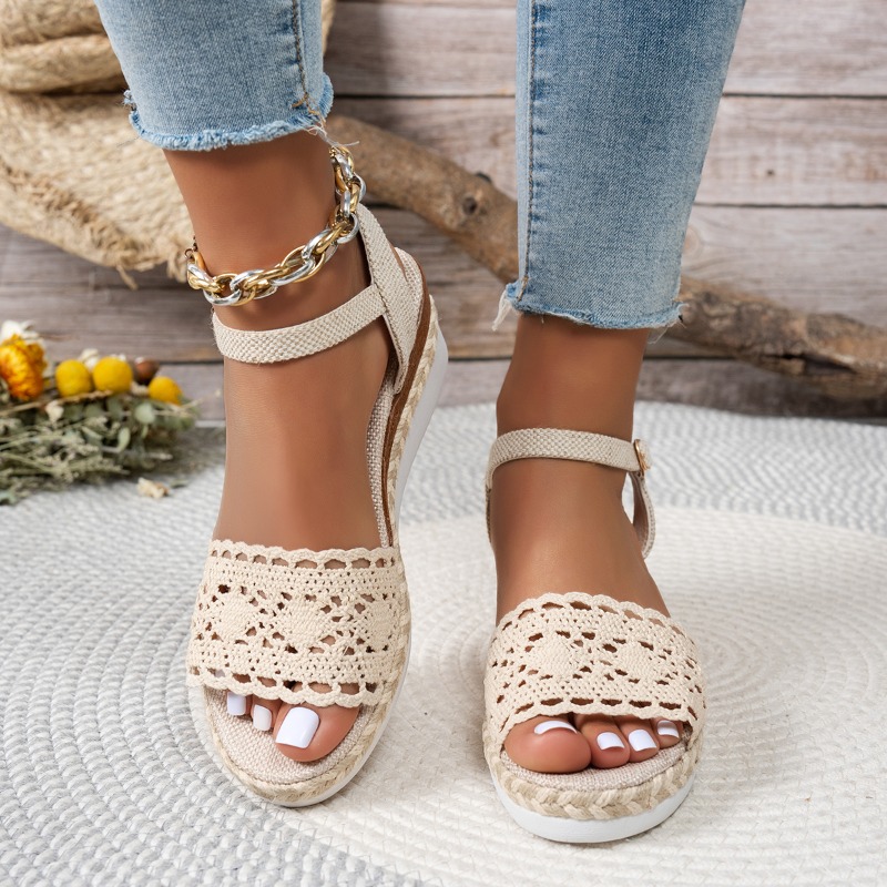 여성 레이스 웨지 샌들 에스파드리유 플랫폼 피프토 앵클 - Espadrille Sandal Women 리뷰 및 가격