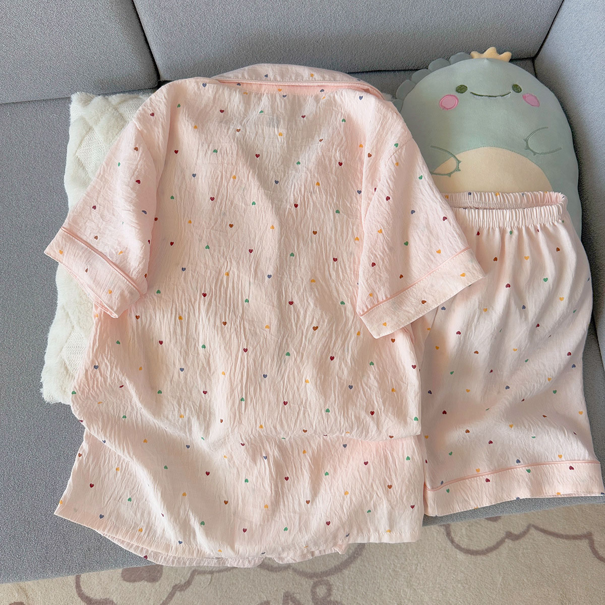 여성용 프린트 폴카 도트 코튼 잠옷 세트 반팔 탑과 반 - Summer Cloth 리뷰 및 가격