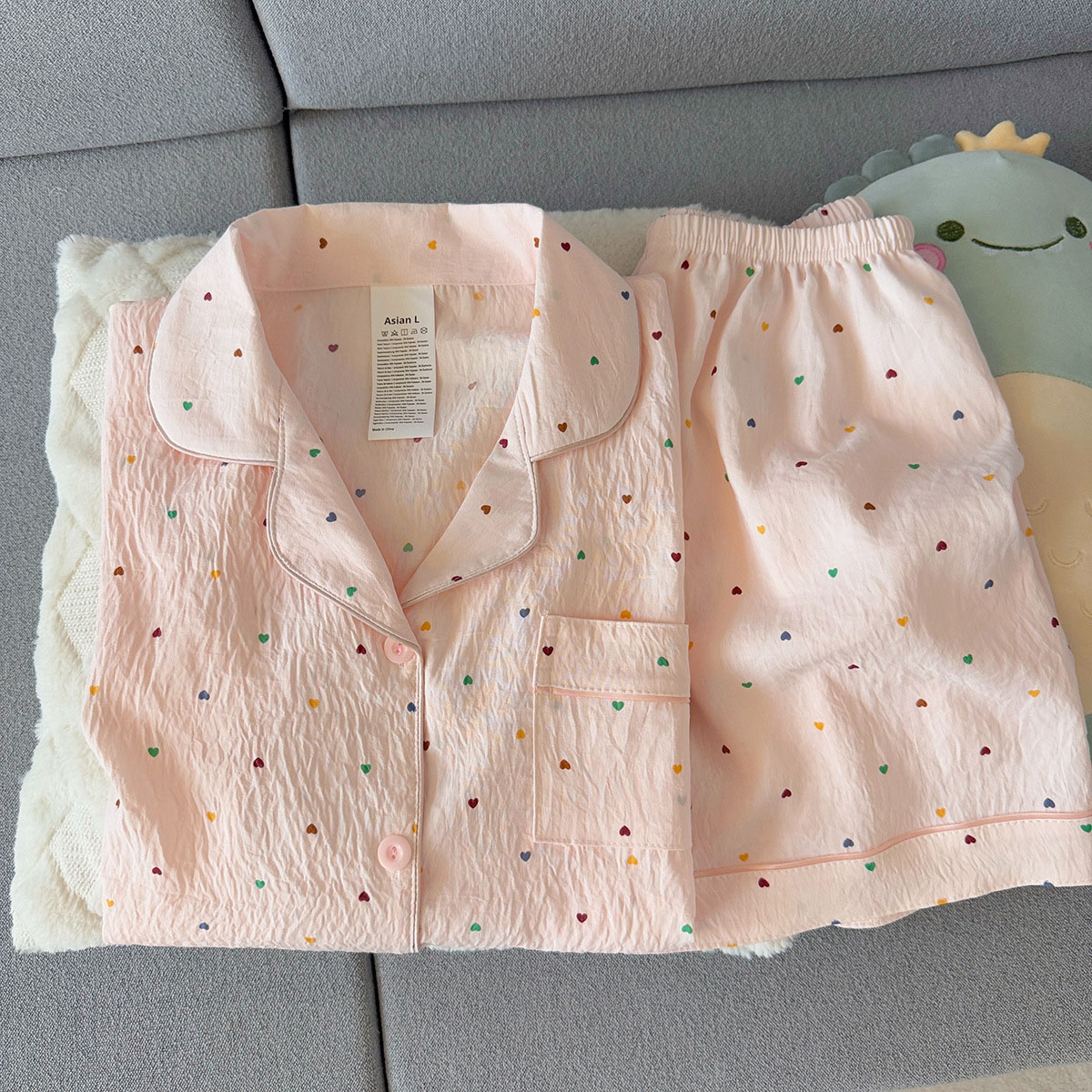 여성용 프린트 폴카 도트 코튼 잠옷 세트 반팔 탑과 반 - Summer Cloth 리뷰 및 가격