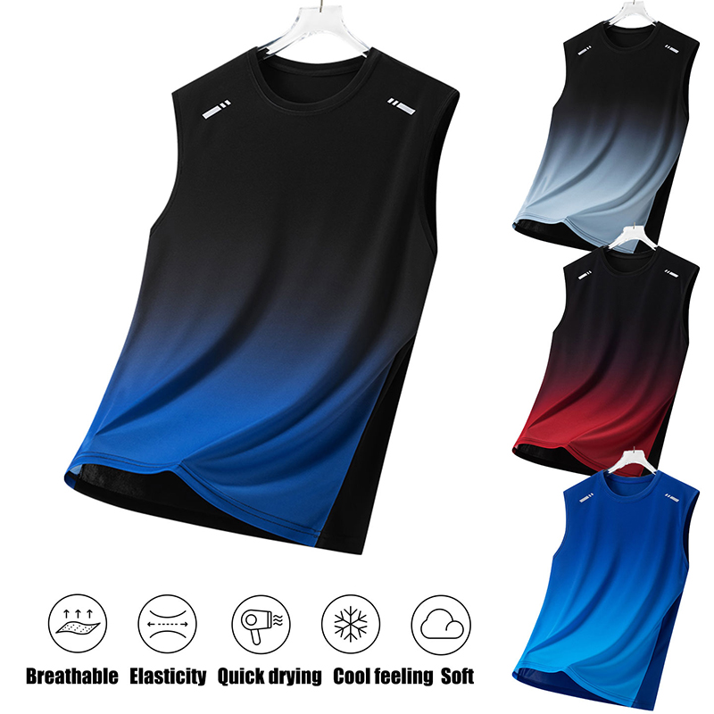 남성 그라데이션 스포츠 조끼 경량 민소매 라운드넥 티셔 - Tank Top Breathable 리뷰 및 가격