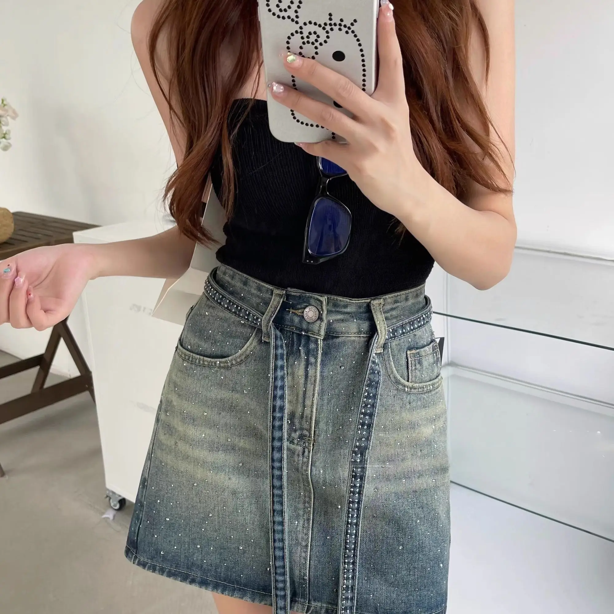 여성용 청치마 그라데이션 하이웨이스트 데님 스커트 단정 - Summer Clothing Trends 2025 Women'S 리뷰 및 가격