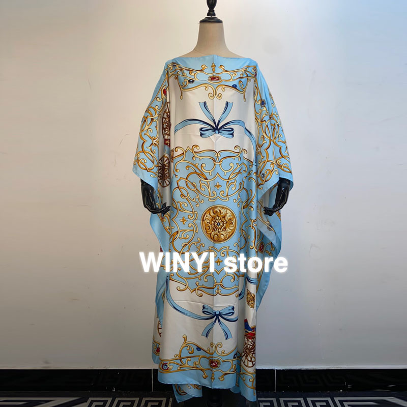 아프리카 패션 블로거 추천 새 인쇄 실크 Kaftan  - Summer Clothing Recommendations 리뷰 및 가격