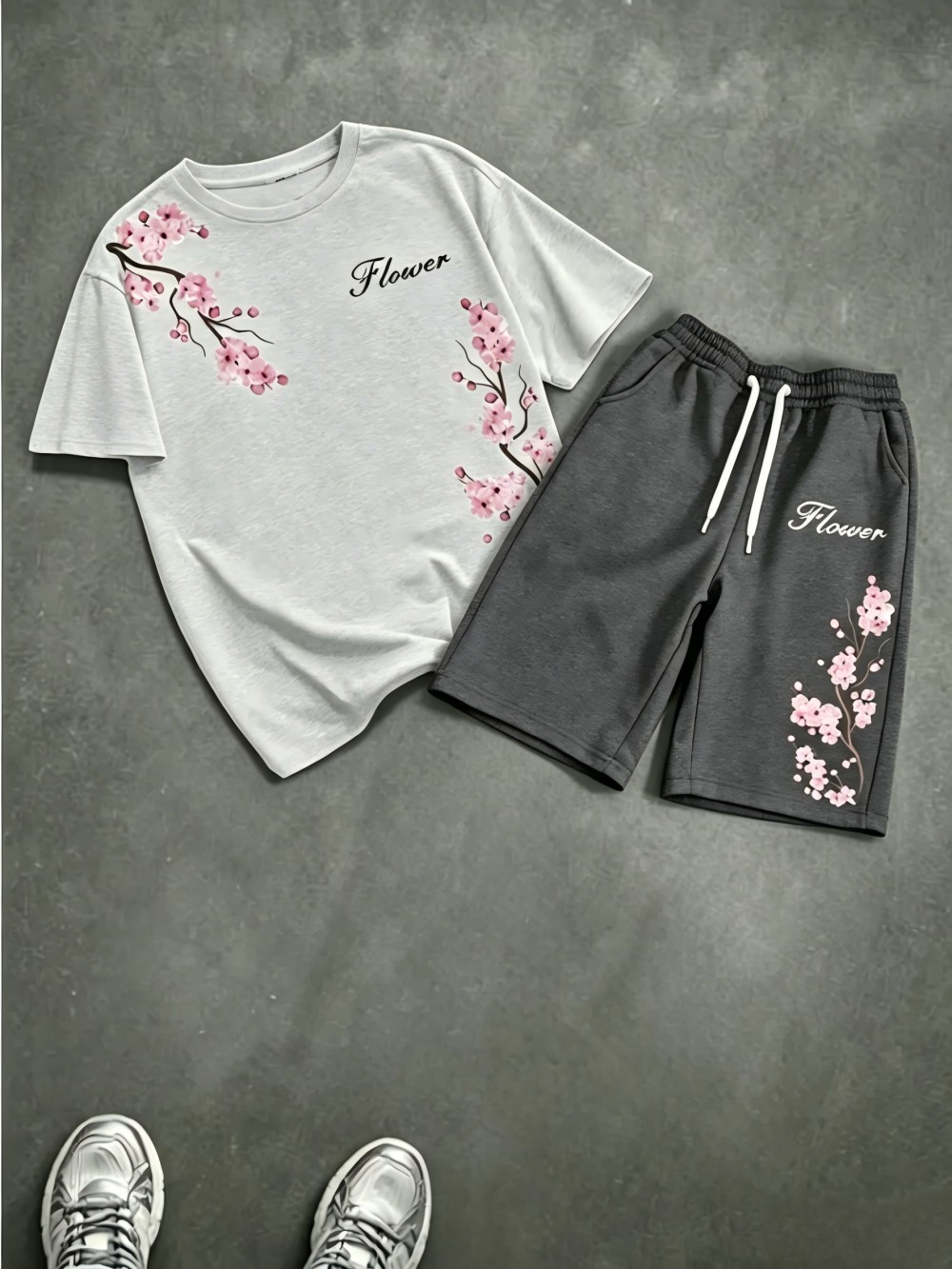 남성용 여름 벚꽃 문자 인쇄 편안한 통기성 라운드 넥  - Summer Clothing Guys 리뷰 및 가격
