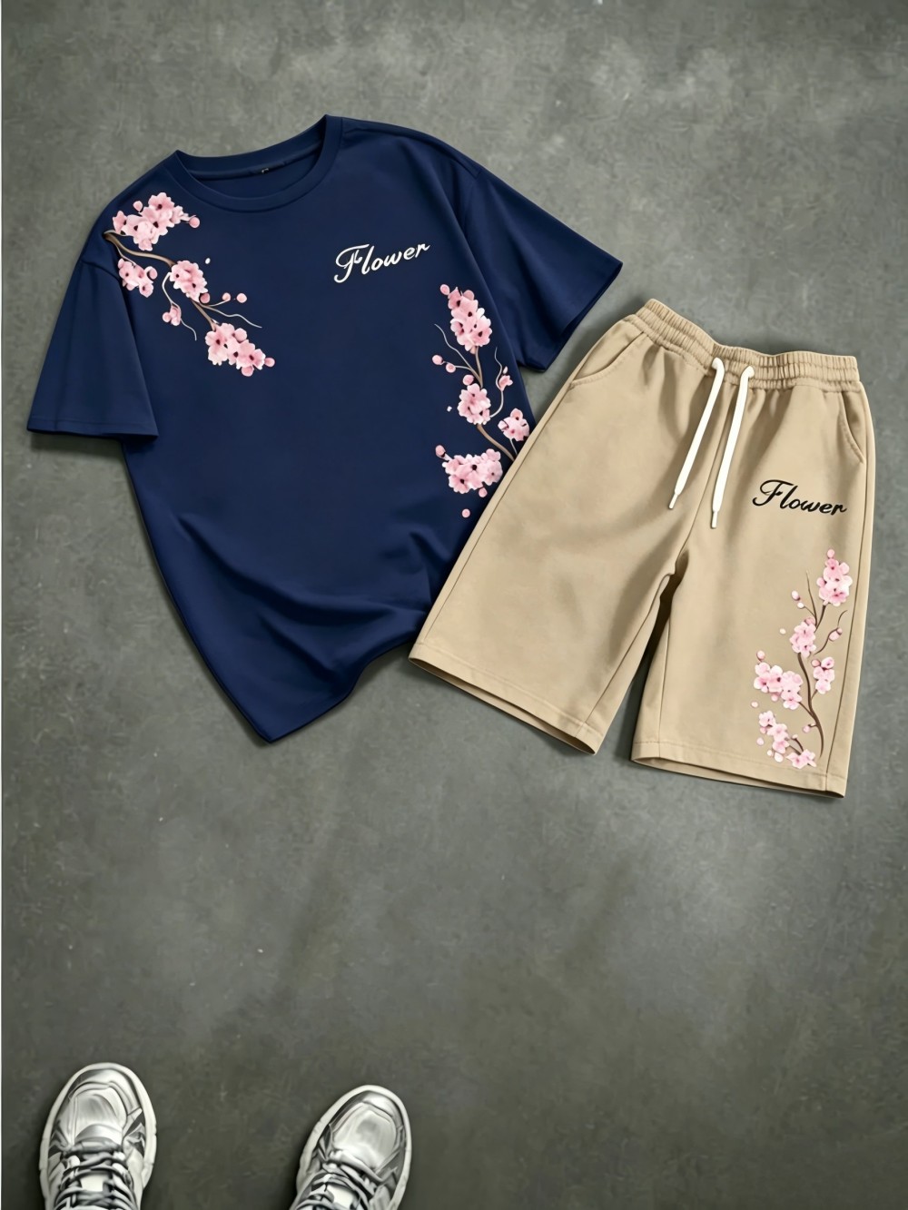 남성용 여름 벚꽃 문자 인쇄 편안한 통기성 라운드 넥  - Summer Clothing Guys 리뷰 및 가격