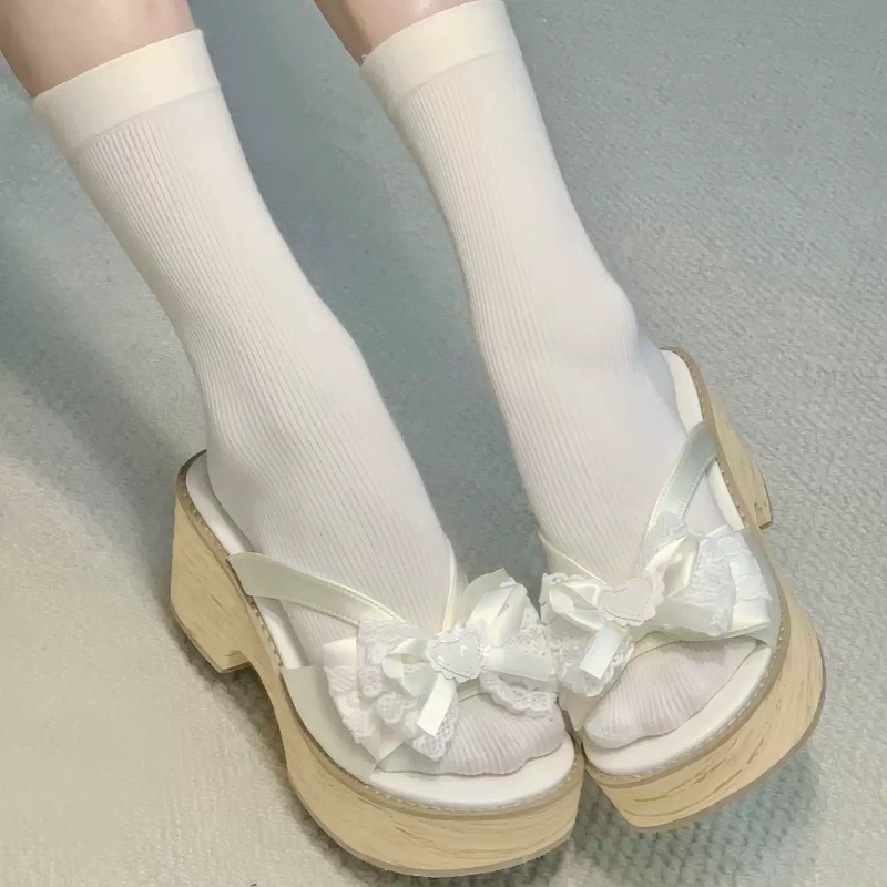 스윗 보우 우드 그레인 두꺼운 바닥 플랫폼 슬리퍼 여성 - Summer Clothing Ladies 리뷰 및 가격
