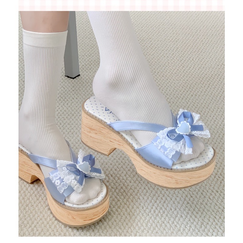 스윗 보우 우드 그레인 두꺼운 바닥 플랫폼 슬리퍼 여성 - Summer Clothing Ladies 리뷰 및 가격