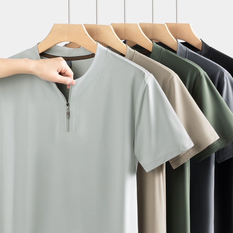 빅사이즈 9XL 남성 아이스 실크 헨리넥 반지퍼 티셔츠 - Summer Clothing Guys 리뷰 및 가격