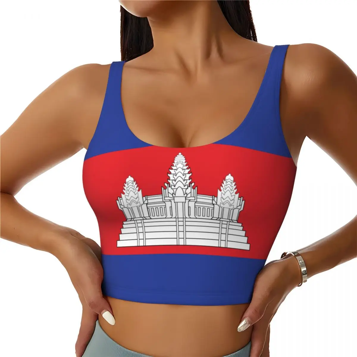 요가 조끼 여성 체육관 스포츠 크롭 탑 캄보디아 국기  - Tank Top Breathable 리뷰 및 가격