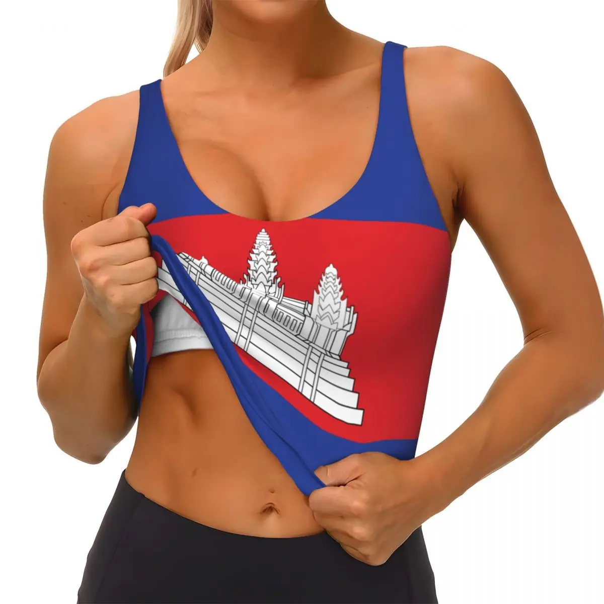 요가 조끼 여성 체육관 스포츠 크롭 탑 캄보디아 국기  - Tank Top Breathable 리뷰 및 가격