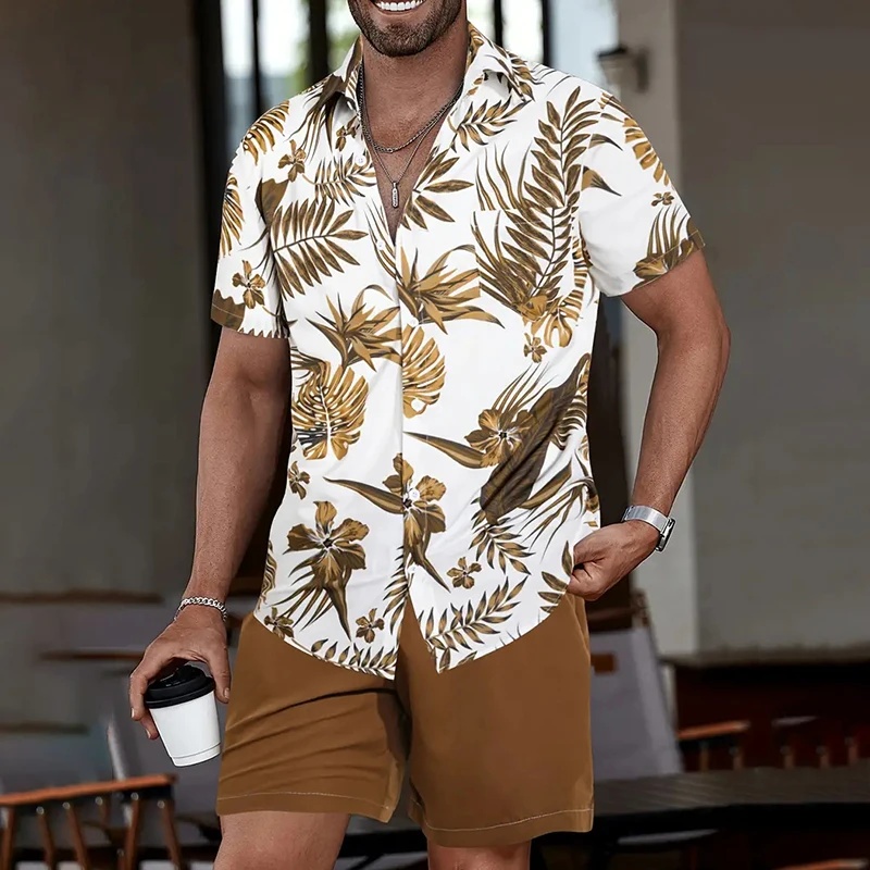 남성용 하와이안 반팔 셔츠 및 스포츠 반바지 세련된 야 - Beach Shirt Hawaiian 리뷰 및 가격