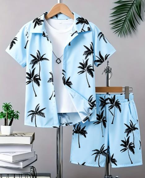 하와이안 열대 식물 패턴 남성 코디 세트 턴다운 칼라  - Beach Shirt Hawaiian 리뷰 및 가격