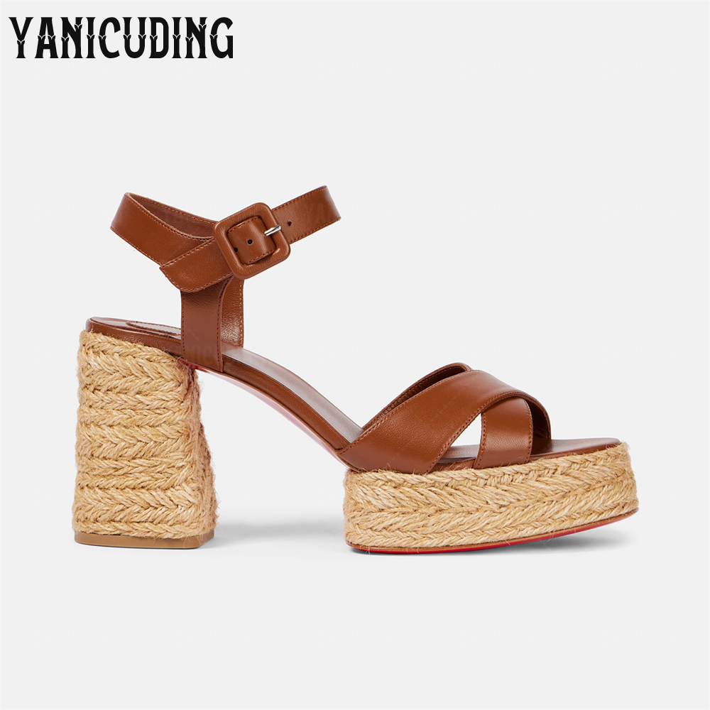 땋은 황마 플랫폼 에스파드류 발목 버클 가죽 샌들 블록 - Espadrille Sandal Women 리뷰 및 가격
