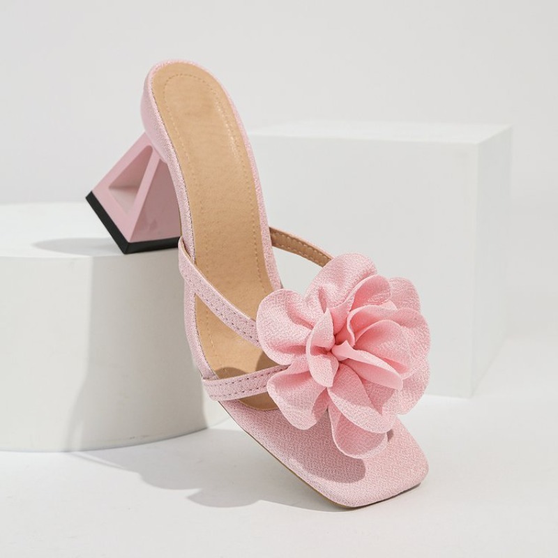 여성용 3D 꽃 장식 샌들 삼각형 컷아웃 하이힐 샌들  - Summer Clothing Ladies 리뷰 및 가격