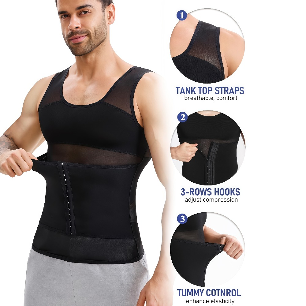 남성용 버튼 조절형 압박 셔츠, 복부 보정 슬리밍 바디 - Tank Top Breathable 리뷰 및 가격