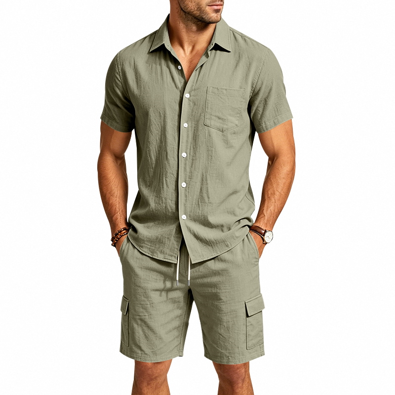 남성 여름 아메리칸 린넨 투피스 세트 반팔 셔츠 드로스 - Summer Clothing Guys 리뷰 및 가격