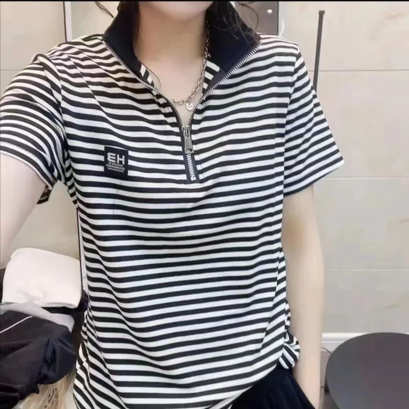 여성용 반팔 폴로 넥 티셔츠, 폴로 넥 상의, 흰색,  - Quality Summer Clothing For Women 리뷰 및 가격