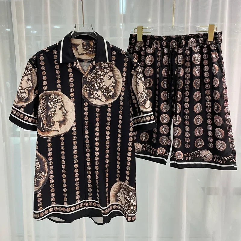로얄 럭셔리 남성 셔츠 세트 빈티지 패턴 캐릭터 프린트 - Beach Shirt Hawaiian 리뷰 및 가격